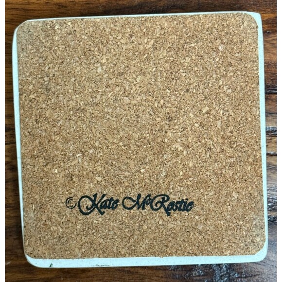 Kate McRostie Stone Tile Coaster Hen Cork Back Country Farmhouse Rustic Cottage - Picture 3 of 3